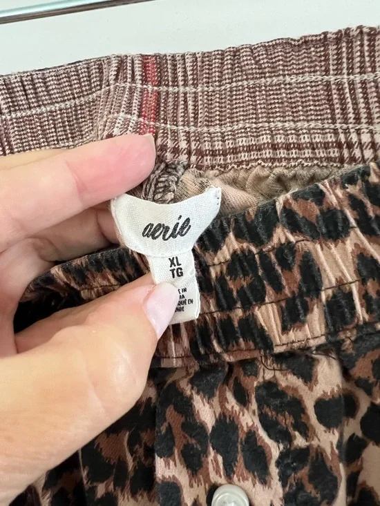 aerie Cheetah/Leopard-Print Button-Front Lounge Pants - brown & black - Picture 2 of 6